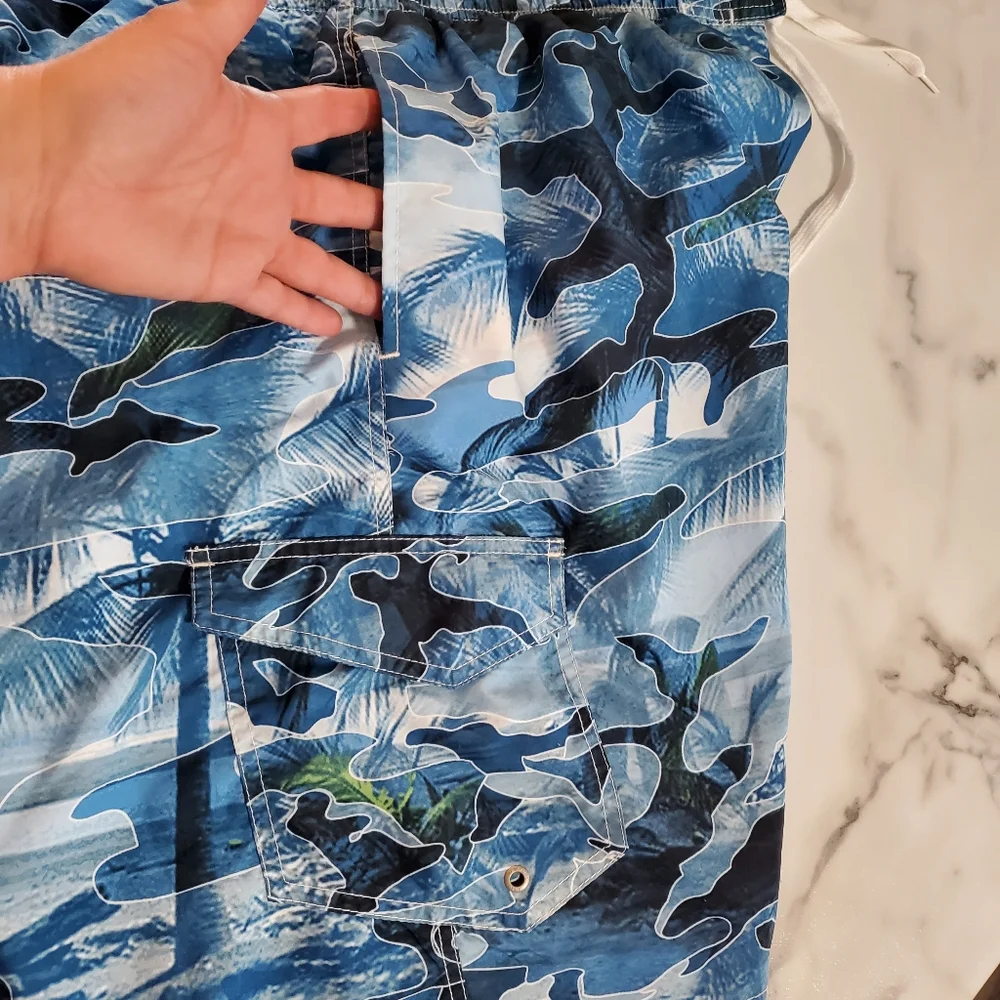 Newport Blue Island Brand Palm Trees Print Men's Swim Trunks size XXL